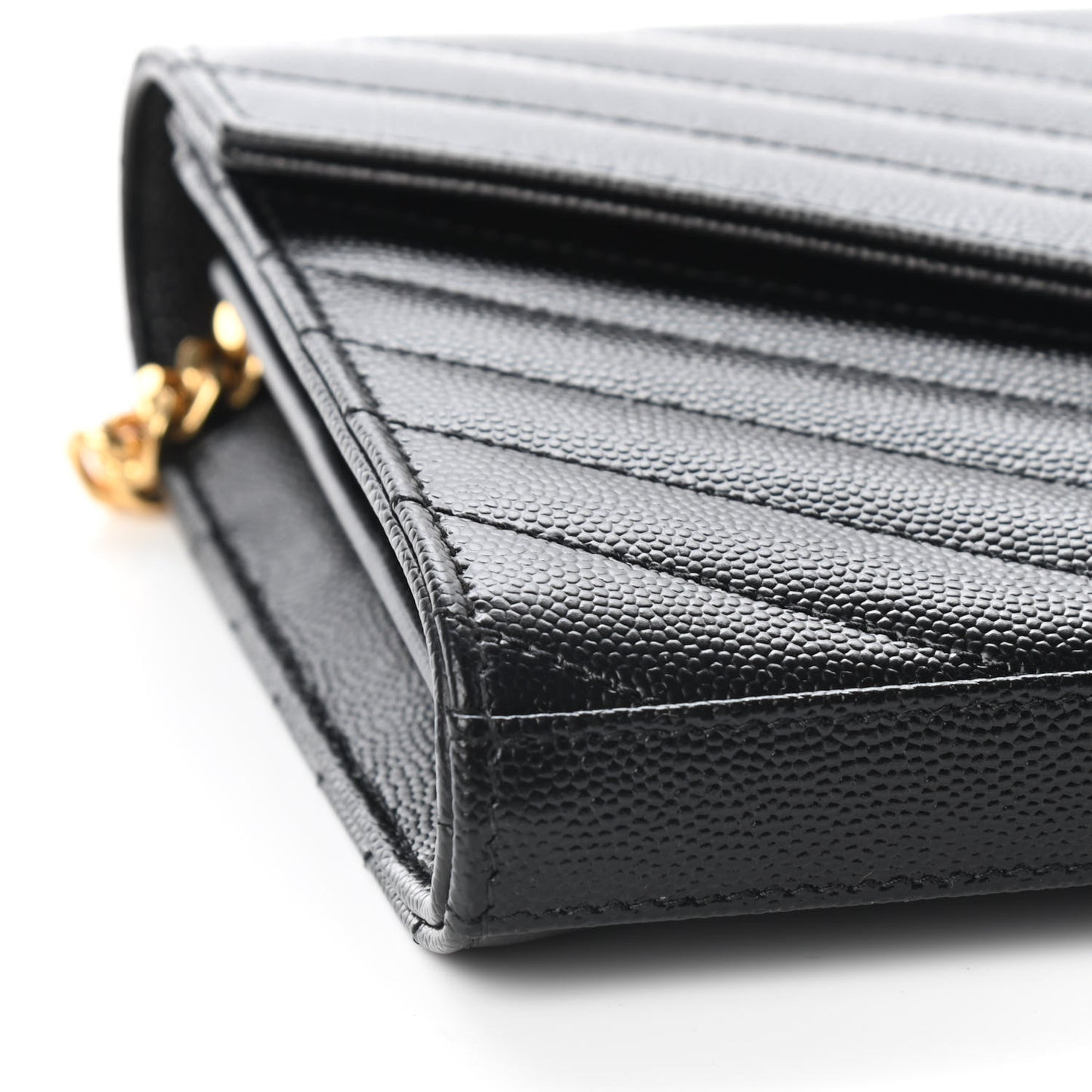 Grain De Poudre Matelasse Chevron Monogram Chain Wallet Black