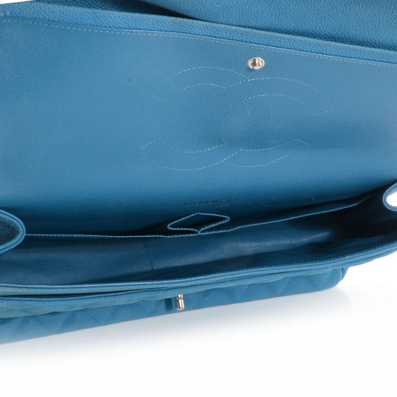Chanel Iridescent Caviar Maxi Double Flap Blue 5 of 8