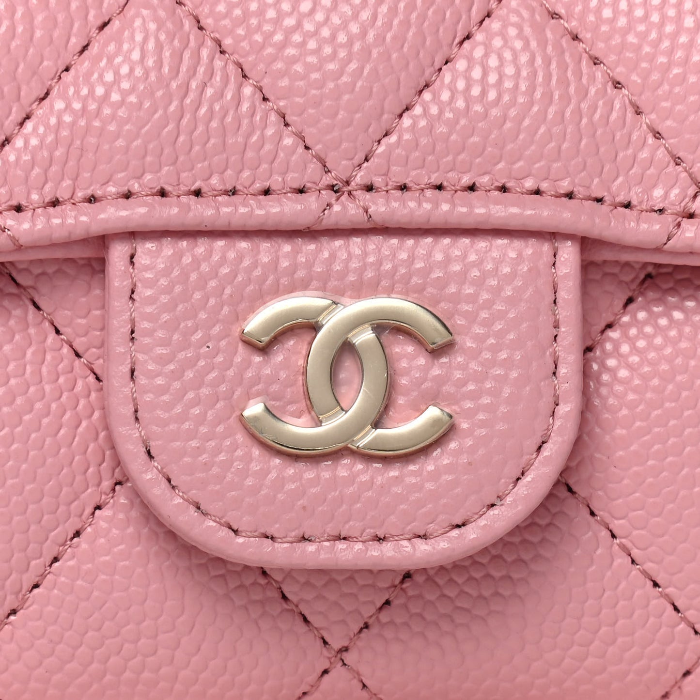 Caviar Quilted Flap Card Holder Wallet Light Pink