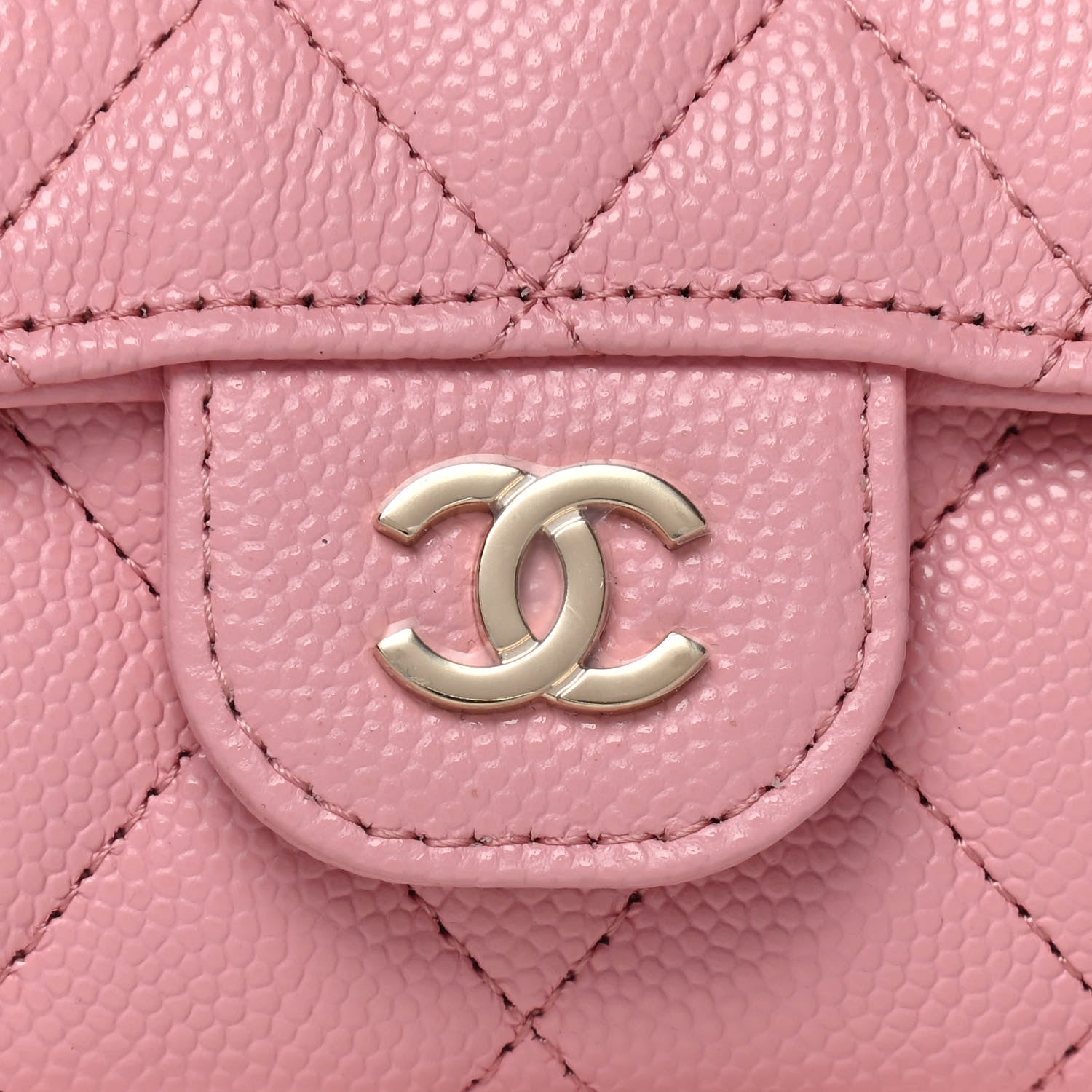 Chanel Caviar Quilted Flap Card Holder Wallet Light Pink 9 of 12