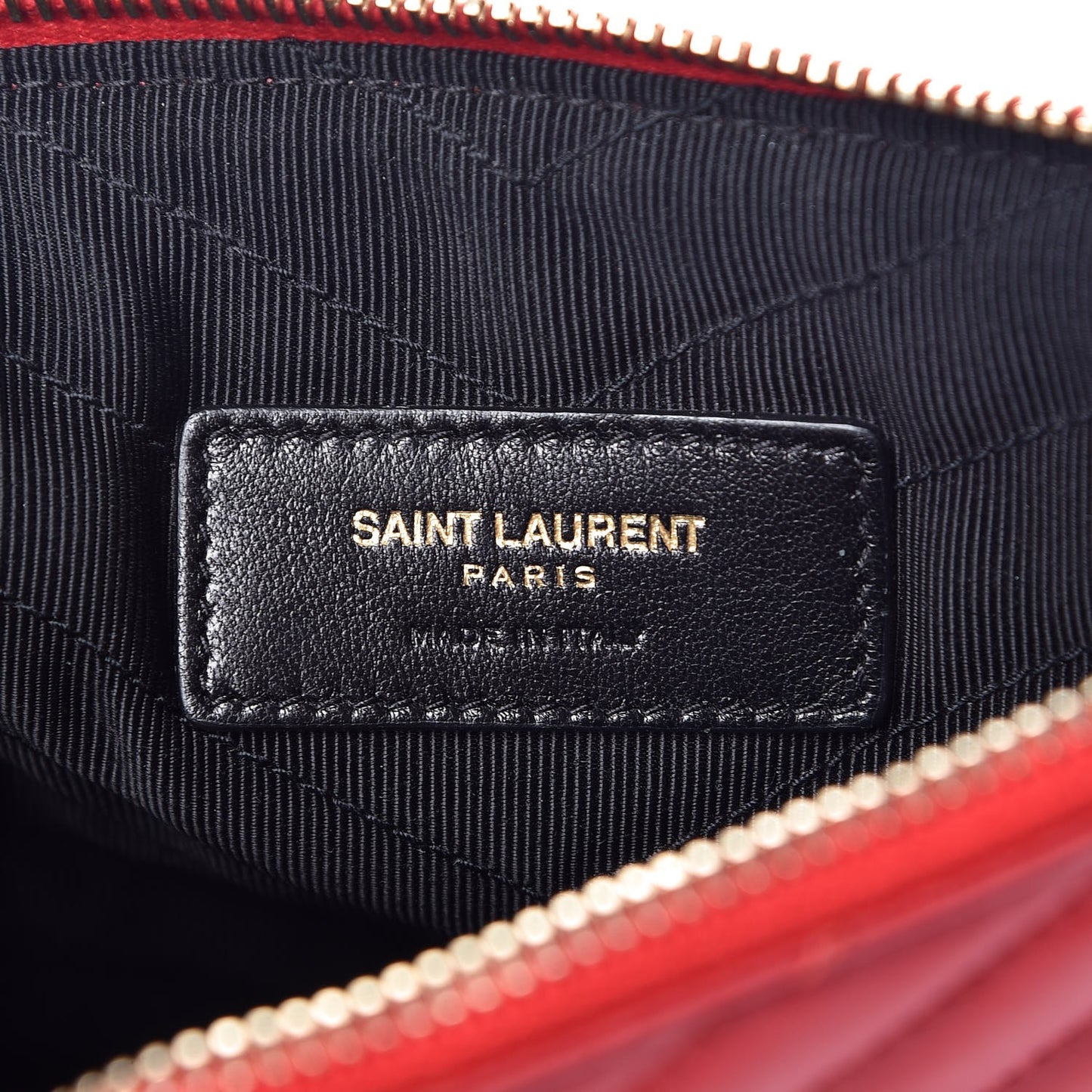 Calfskin Matelasse Chevron Monogram A5 Wristlet Red