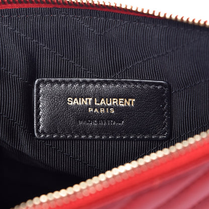 Saint Laurent Calfskin Matelasse Chevron Monogram A5 Wristlet Red 6 of 9