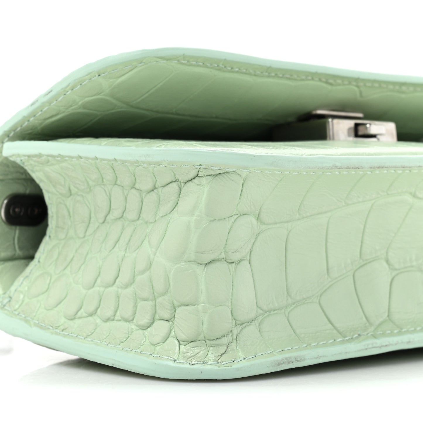 Extra Supple Calfskin Crocodile Embossed Gossip Chain Bag XS Light Green