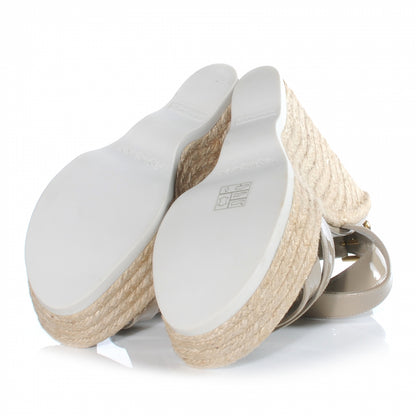 Saint Laurent Patent Malo Platform Espadrille Wedge Sandals 38 Beige 5 of 8