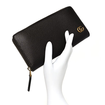 Gucci Dollar Calfskin Boar Effect GG Marmont Zip Around Wallet Dark Cocoa 2 of 7