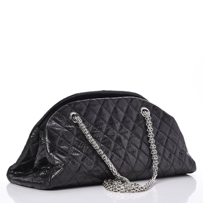 Chanel Lizard Quilted Medium Just Mademoiselle Bowling Bag Black 3 of 7