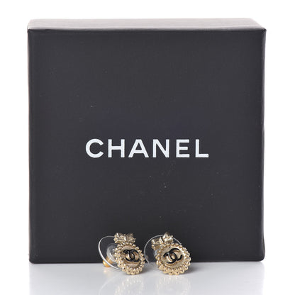Chanel CC Bow Earrings Black Gold 5 of 5
