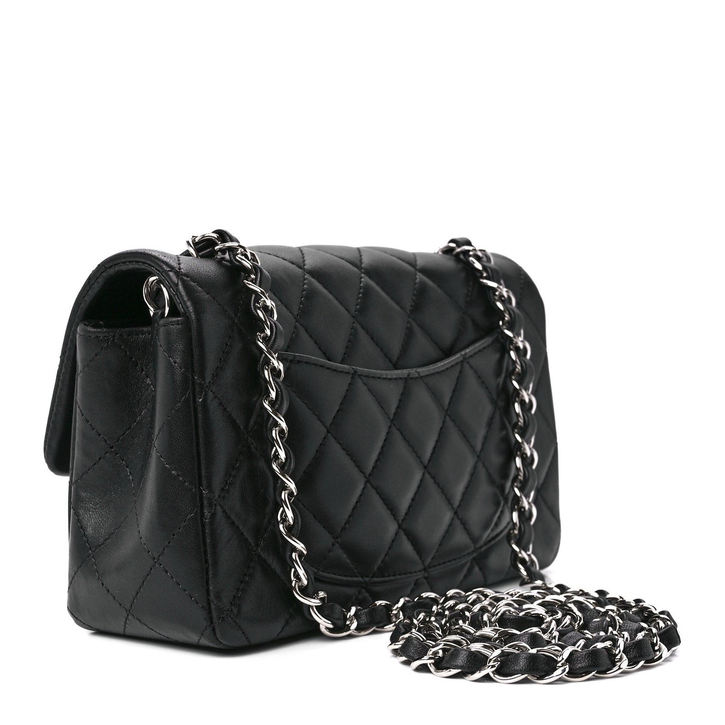 Lambskin Quilted Mini Rectangular Flap Black