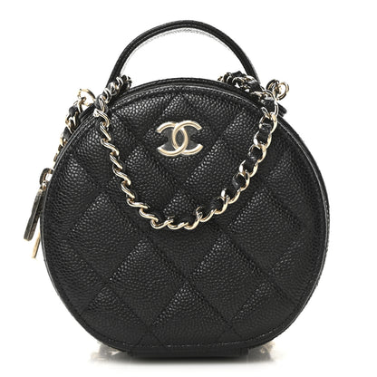 Chanel Caviar Quilted Round Handle With Care Vanity With Chain Black 1 of 9