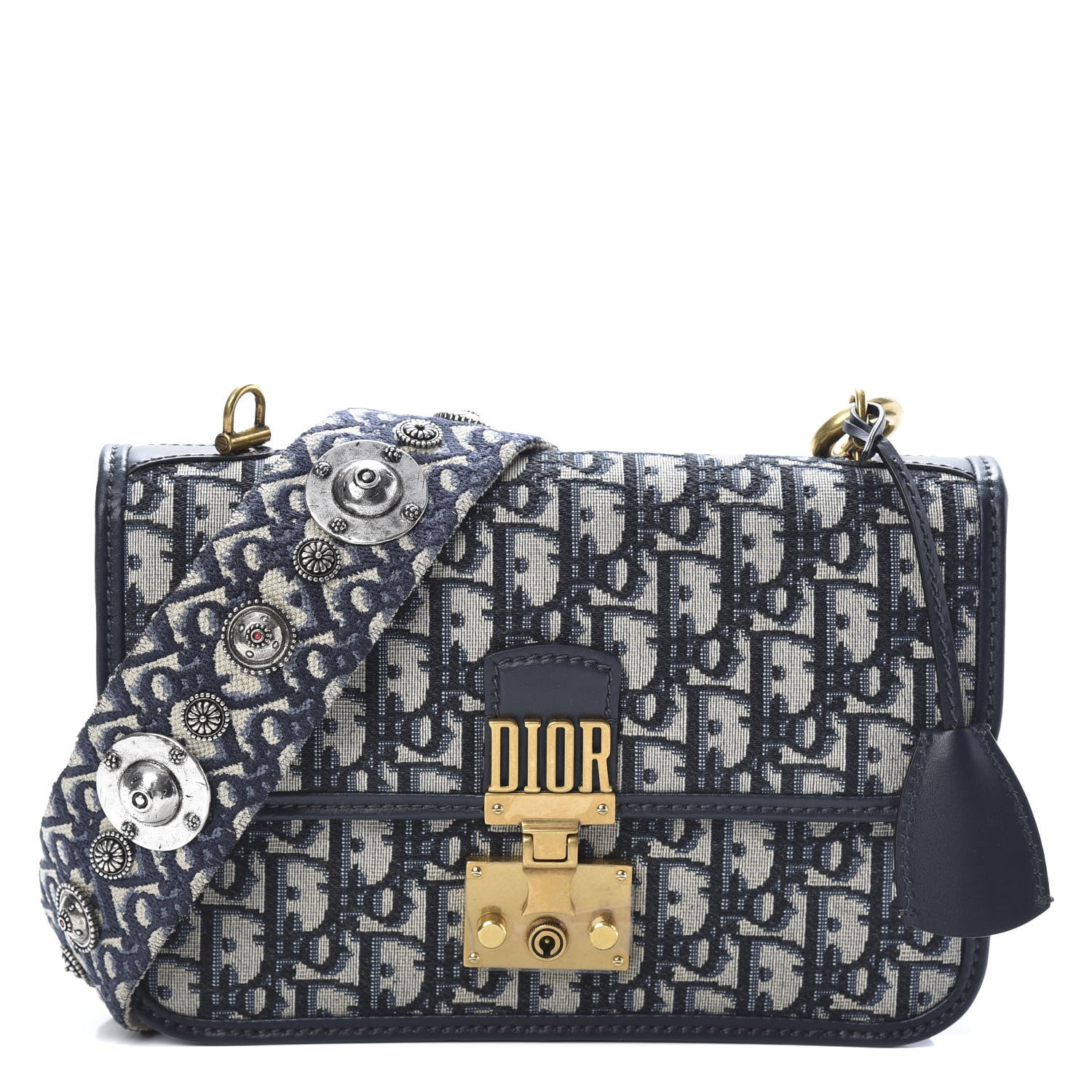 Christian Dior Oblique DiorAddict Flap Bag Navy Blue 1 of 9