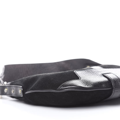 Burberry Calfskin Suede Hobo Black 8 of 9