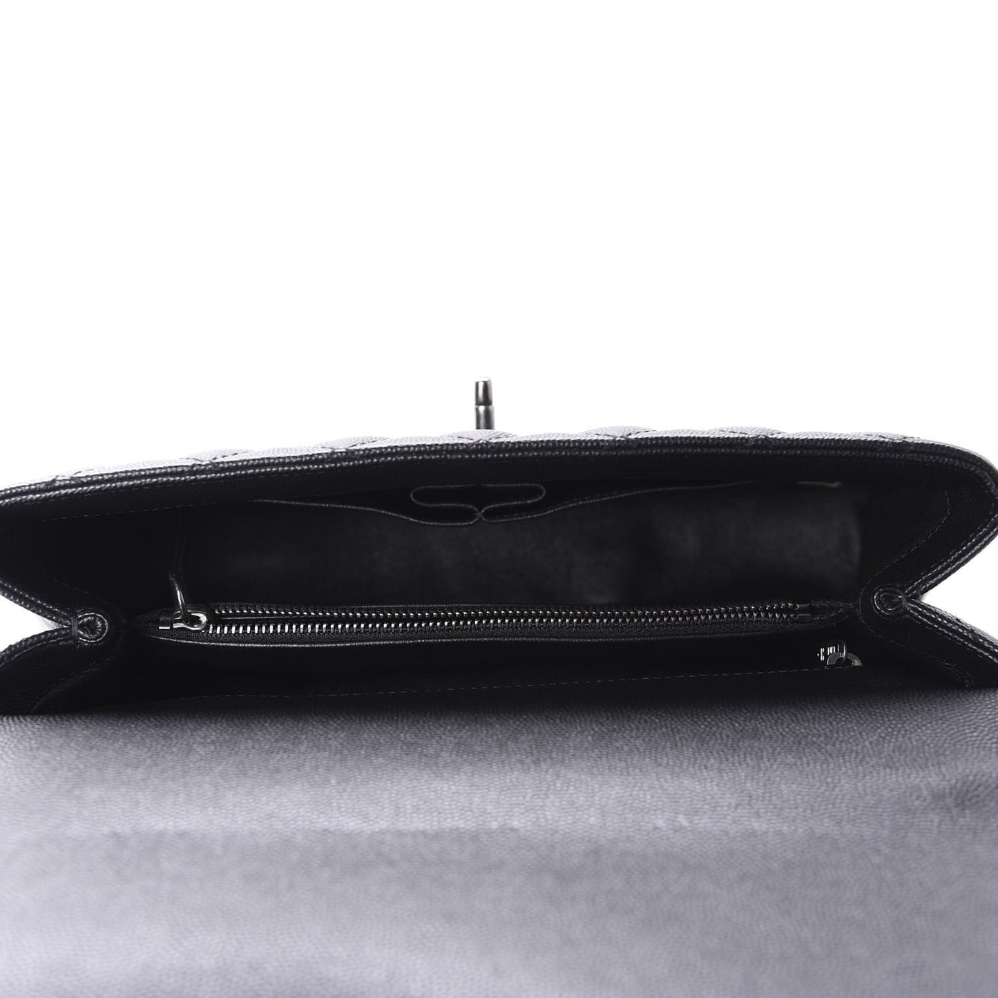 Caviar Lizard Quilted Small Coco Handle Flap Black