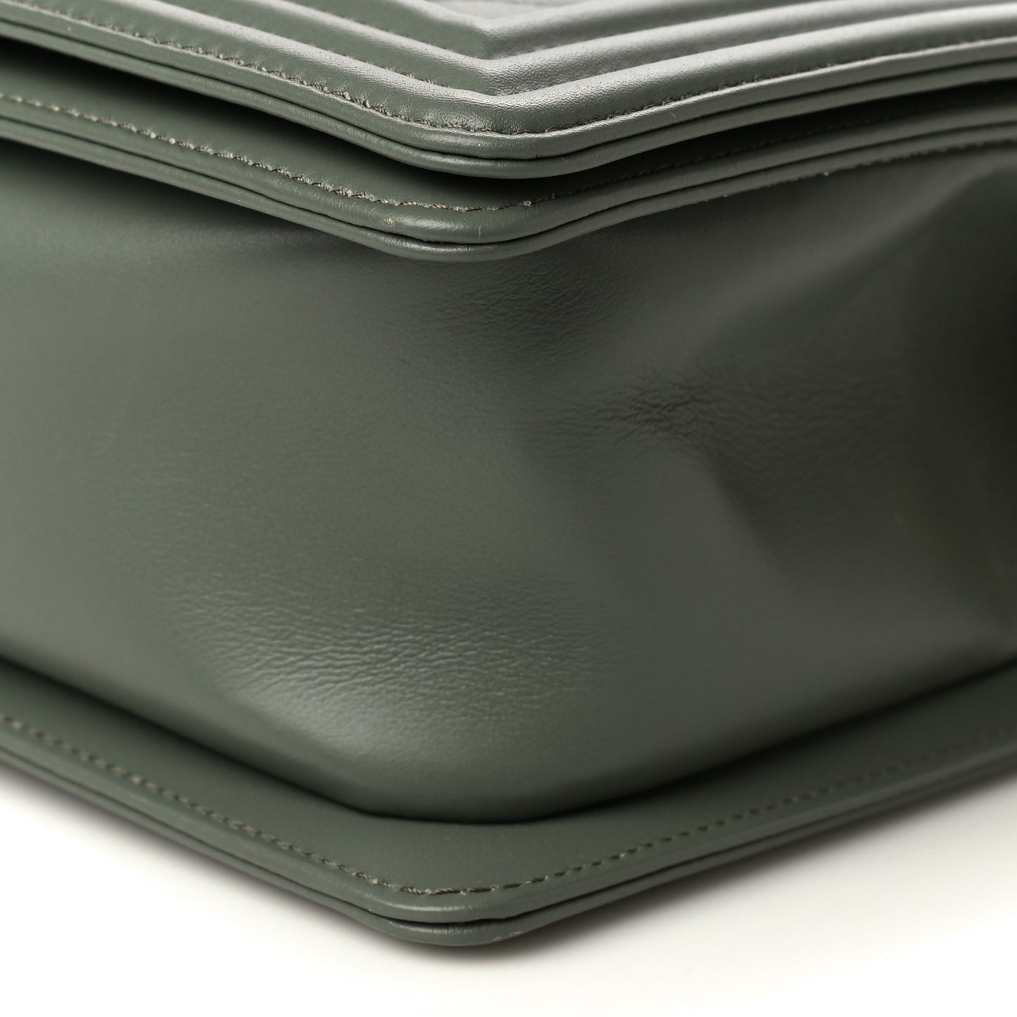 Calfskin Quilted Medium Boy Flap Dark Green