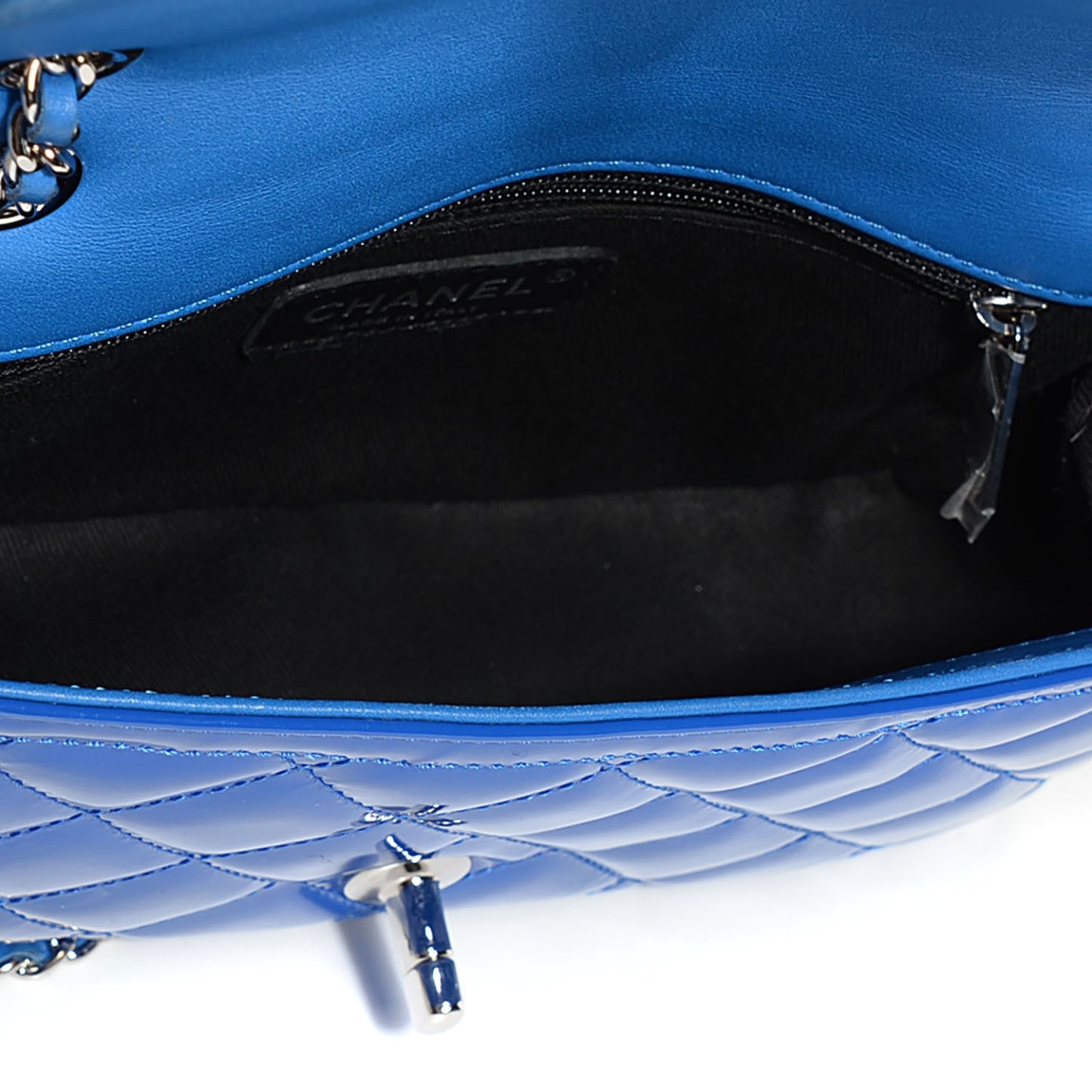Patent Quilted Small Coco Shine Flap Blue