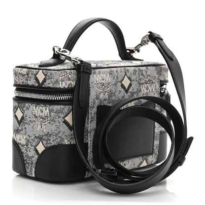 MCM Vintage Jacquard Monogram Rockstar Small Vanity Crossbody Bag Grey 3 of 9