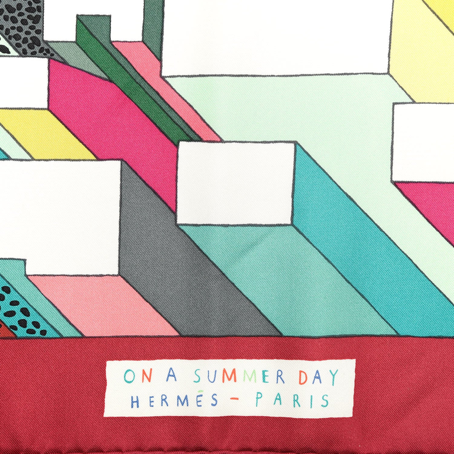 Hermes Silk On A Summer Day Scarf 90 Rouge Blanc Multicolor 3 of 4
