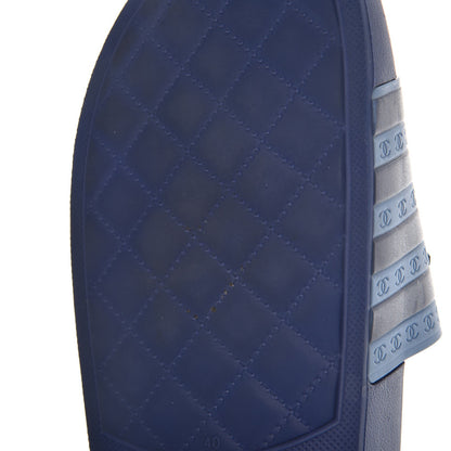 Chanel Rubber CC Flat Slide Sandals 40.5 Blue 6 of 11