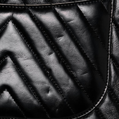 Chanel Calfskin Lizard Chevron Quilted Medium Coco Handle Flap Black 18 of 18