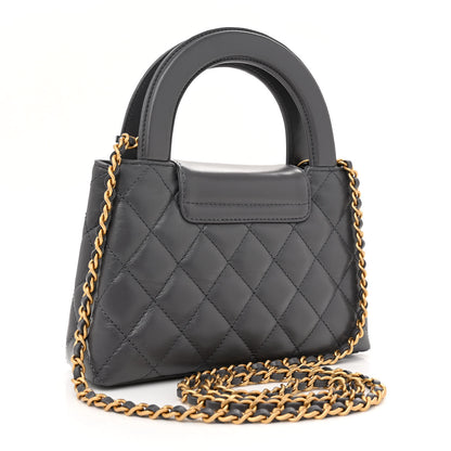 Chanel Shiny Aged Calfskin Quilted Nano Kelly Shopper Grey 3 of 10