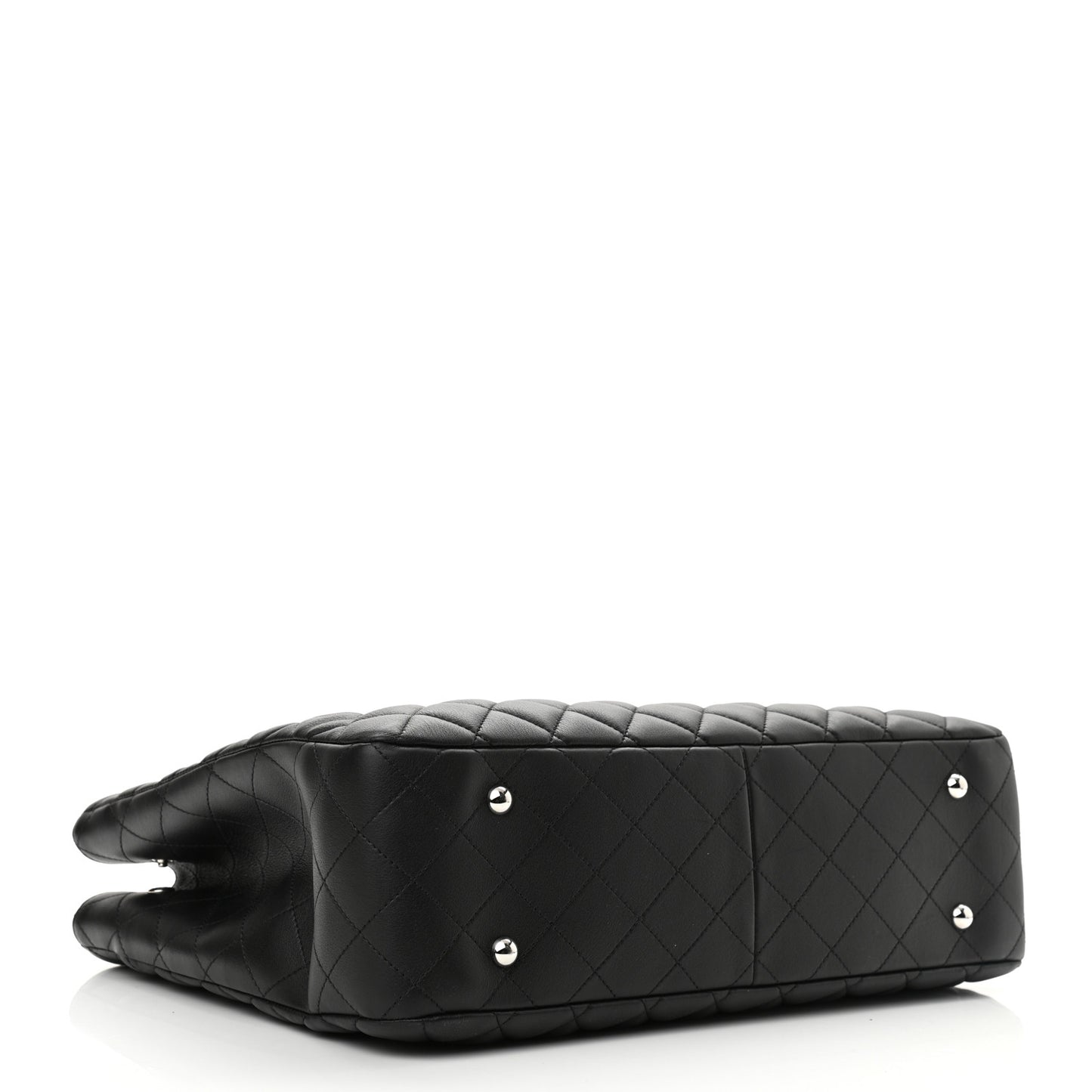Calfskin Quilted Large Classic Shopping Tote Black
