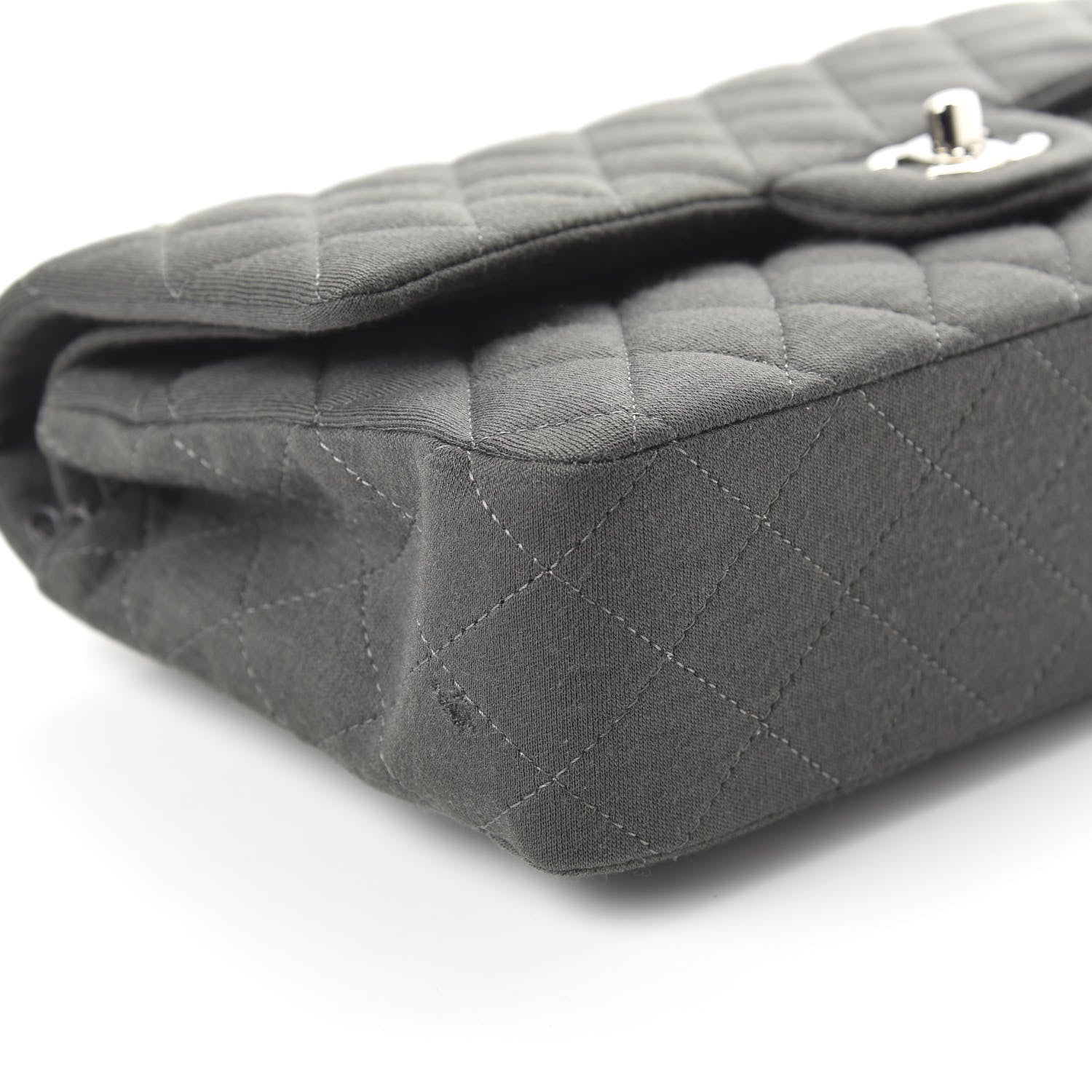 Chanel Jersey Quilted Medium Double Flap Grey 6 of 11