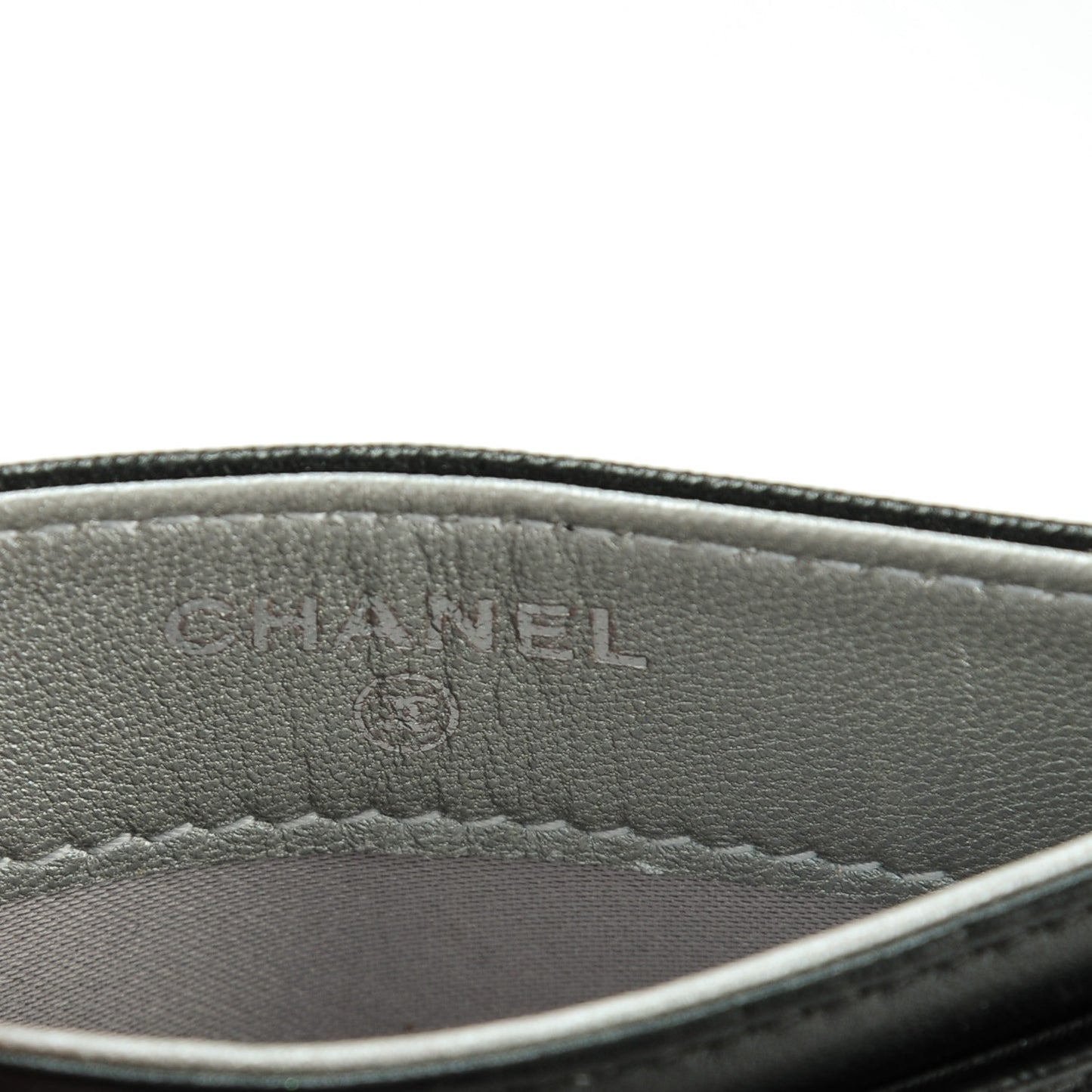 Lambskin Camellia Embossed Card Holder Black
