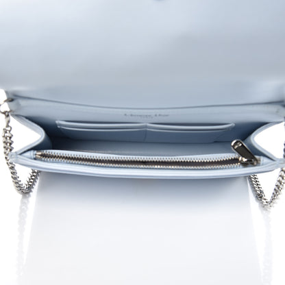 Christian Dior Grained Calfskin Diorama Wallet on Chain Pouch Light Blue 5 of 13