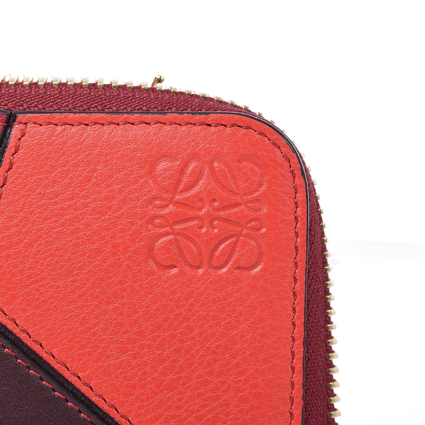 Calfskin Medium Puzzle Colorblock Zip Around Wallet Multicolor