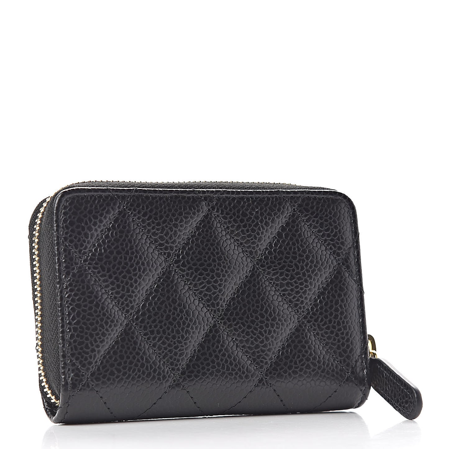 Caviar Quilted Zip Coin Purse Black