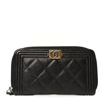 Chanel Caviar Quilted Small Boy Zip Around Wallet Black 1 of 6