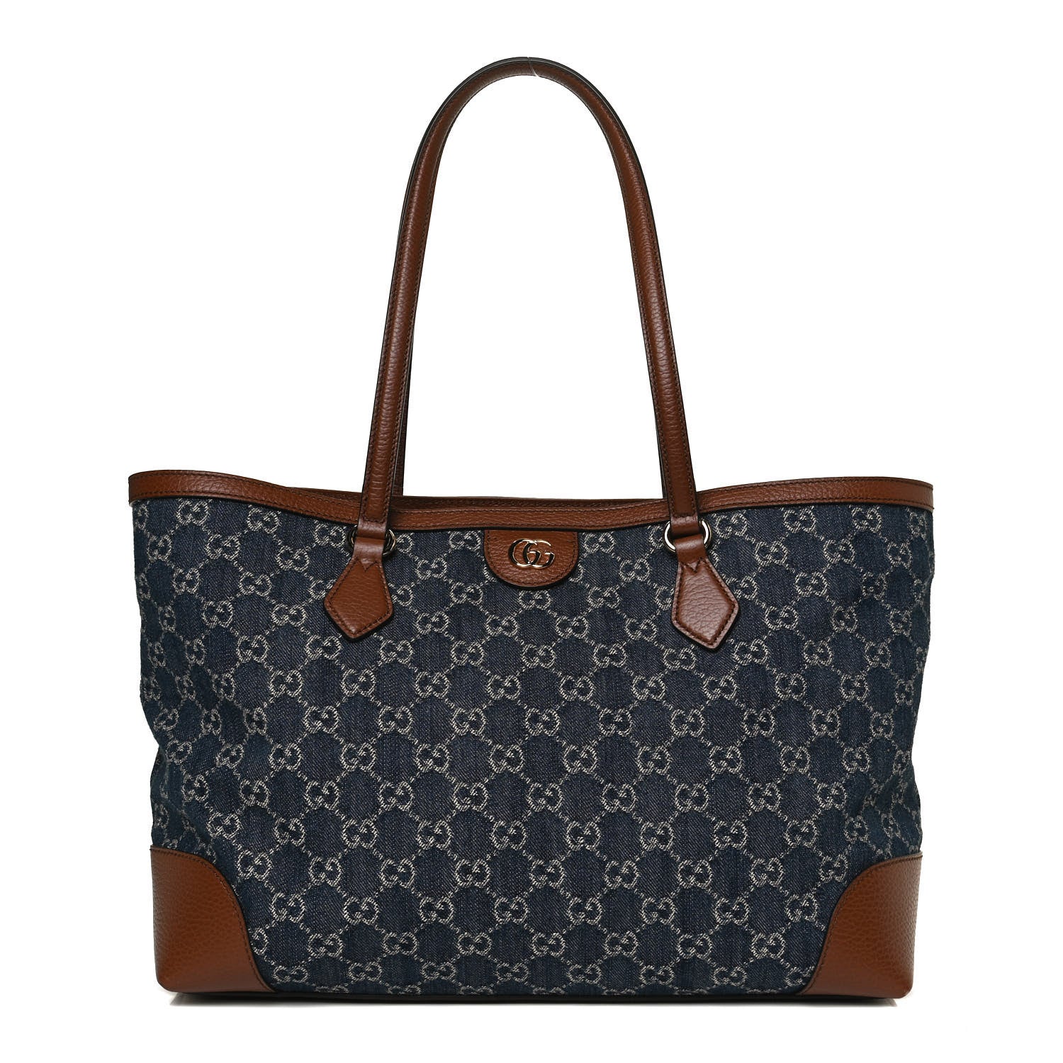Gucci New Denim GG Monogram Medium Ophidia Shopping Tote Blue Tea Cuir 1 of 13