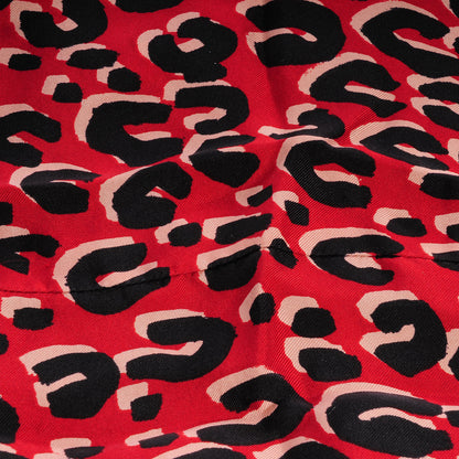 Louis Vuitton Silk Leopard Snood Scarf Red Rouge Blue Infini 5 of 5
