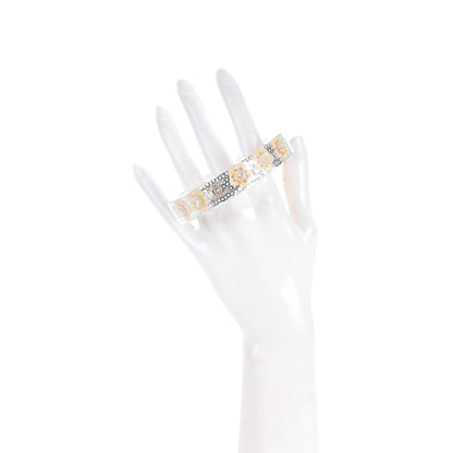 Chanel Lucite Crystal Sequin Flower CC Bangle Blue 2 of 4