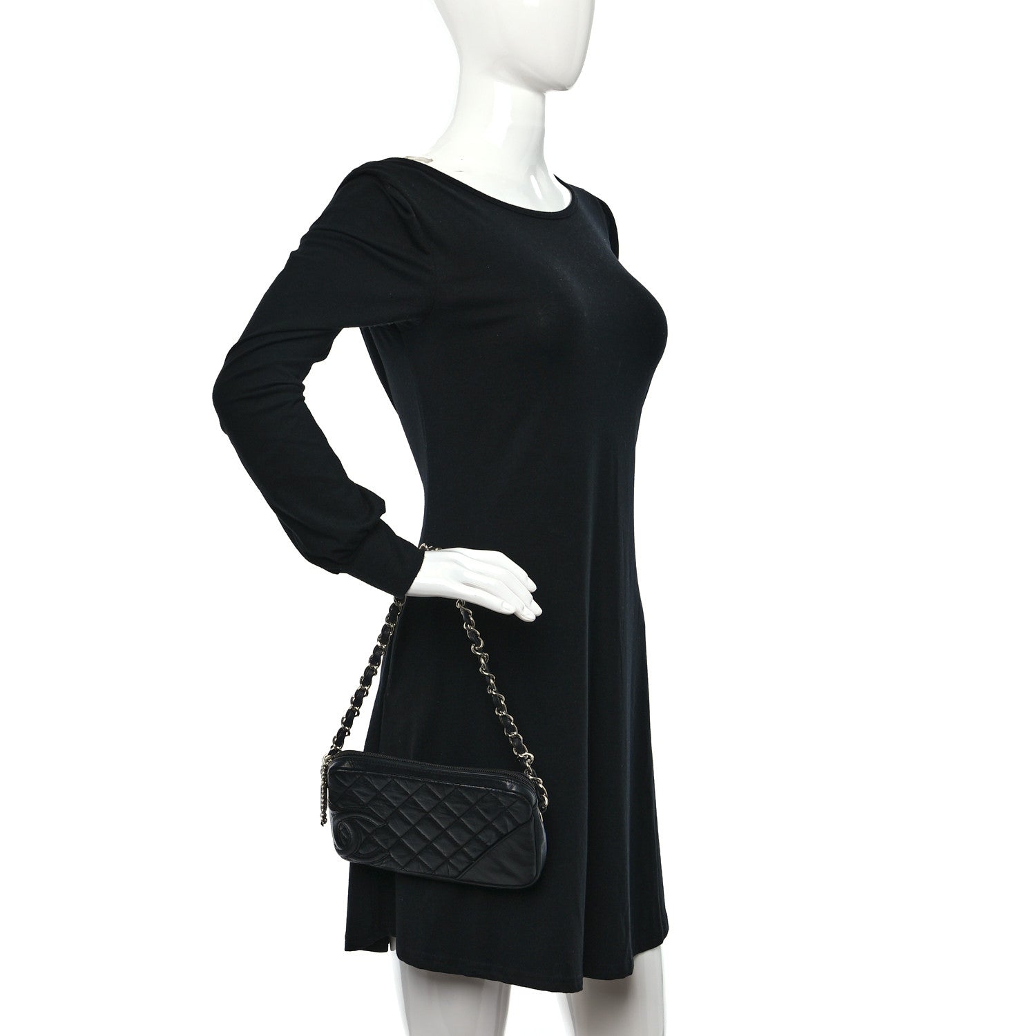 Chanel Aged Calfskin Quilted Cambon Pochette Black 2 of 11