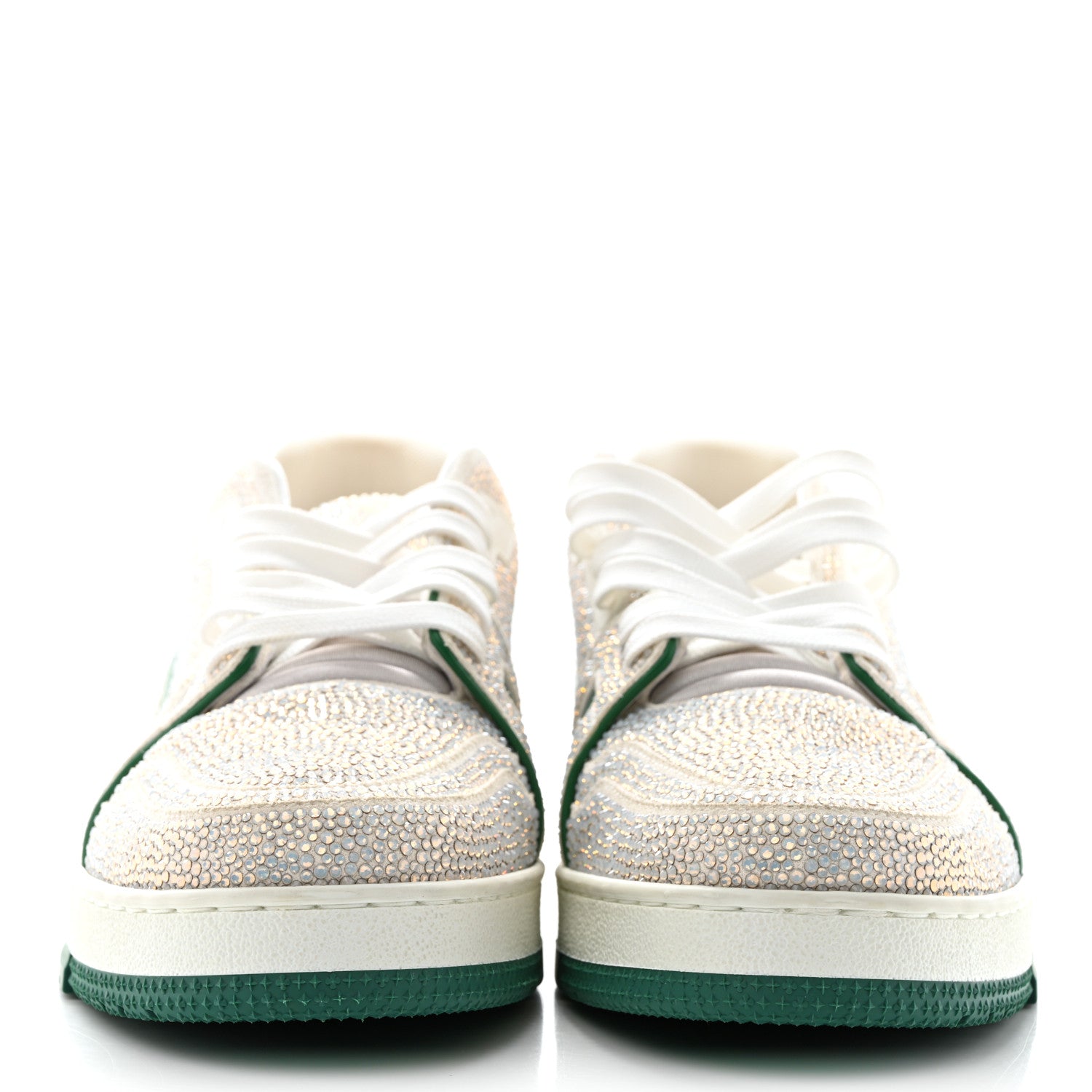 Louis Vuitton Crystal Mens LV Trainer Sneakers 8 Green White 2 of 10