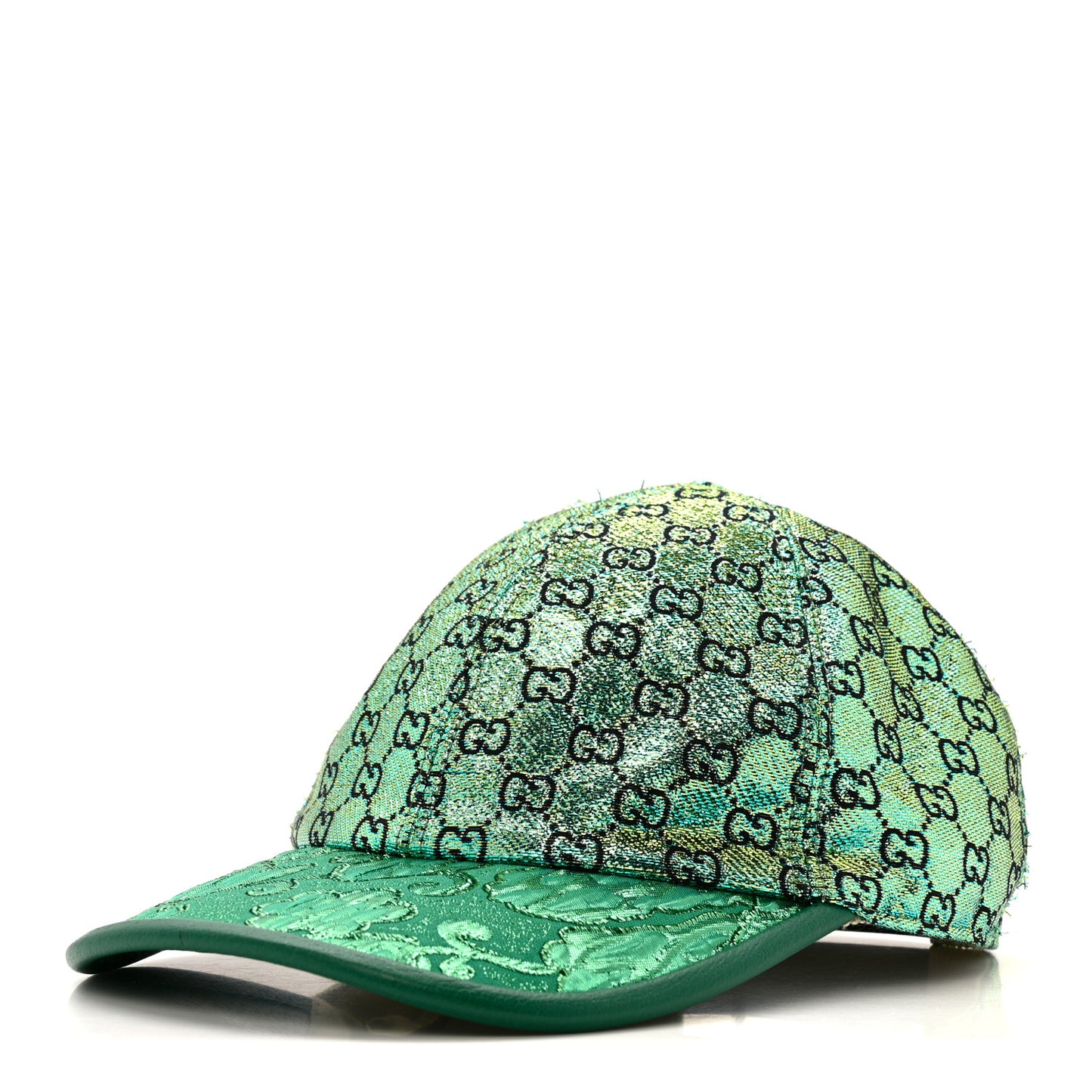 Silk Blend Jacquard Monogram Santa Barbara Baseball Hat S  Green Black Radiant