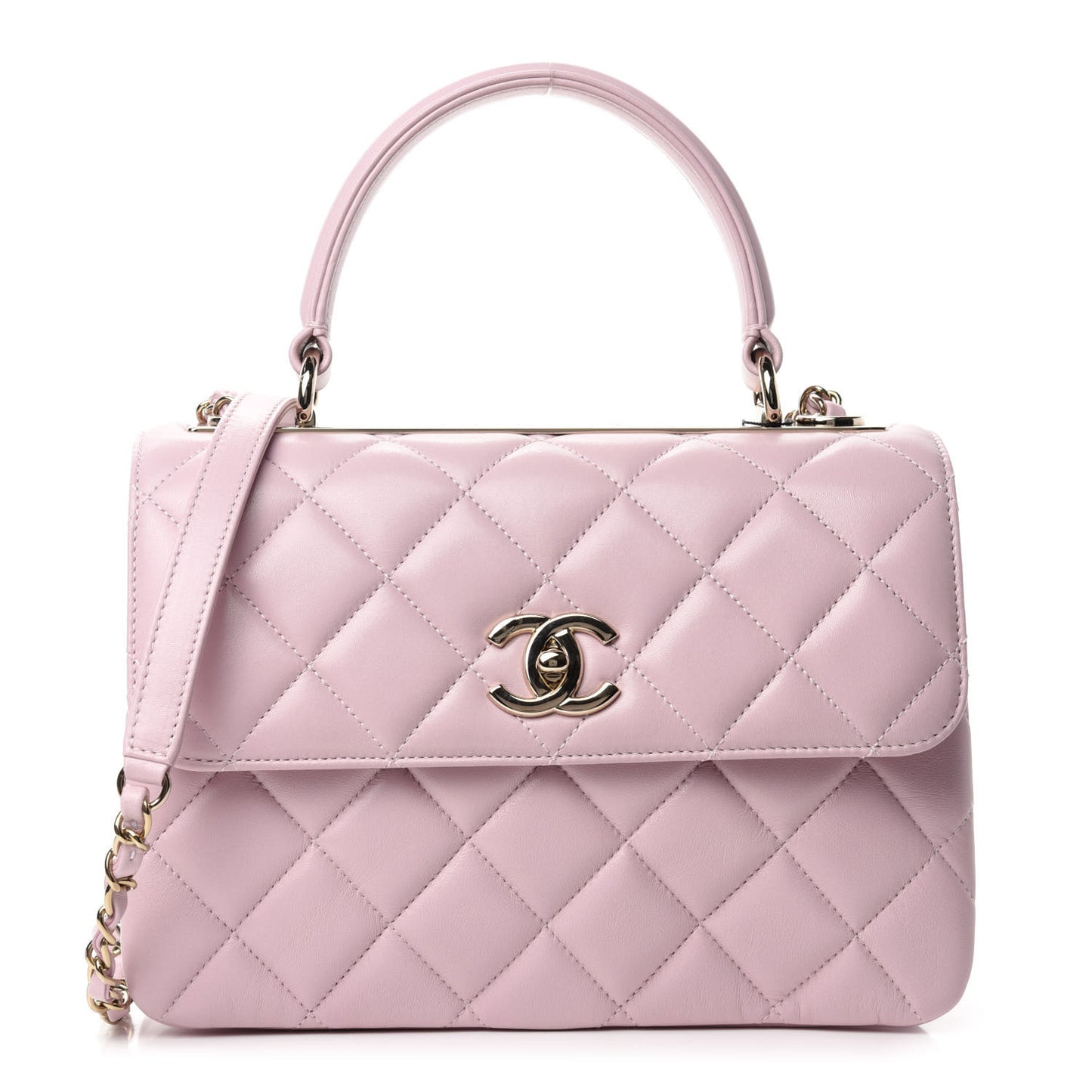 Lambskin Quilted Small Trendy CC Flap Dual Handle Bag Light Pink