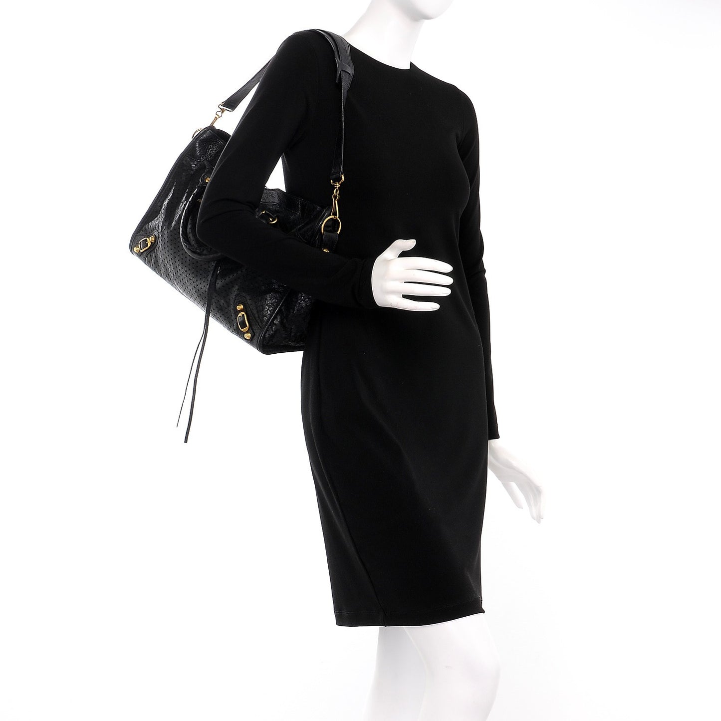 Agneau Laser Cut Cross Classic Gold Hardware City Black