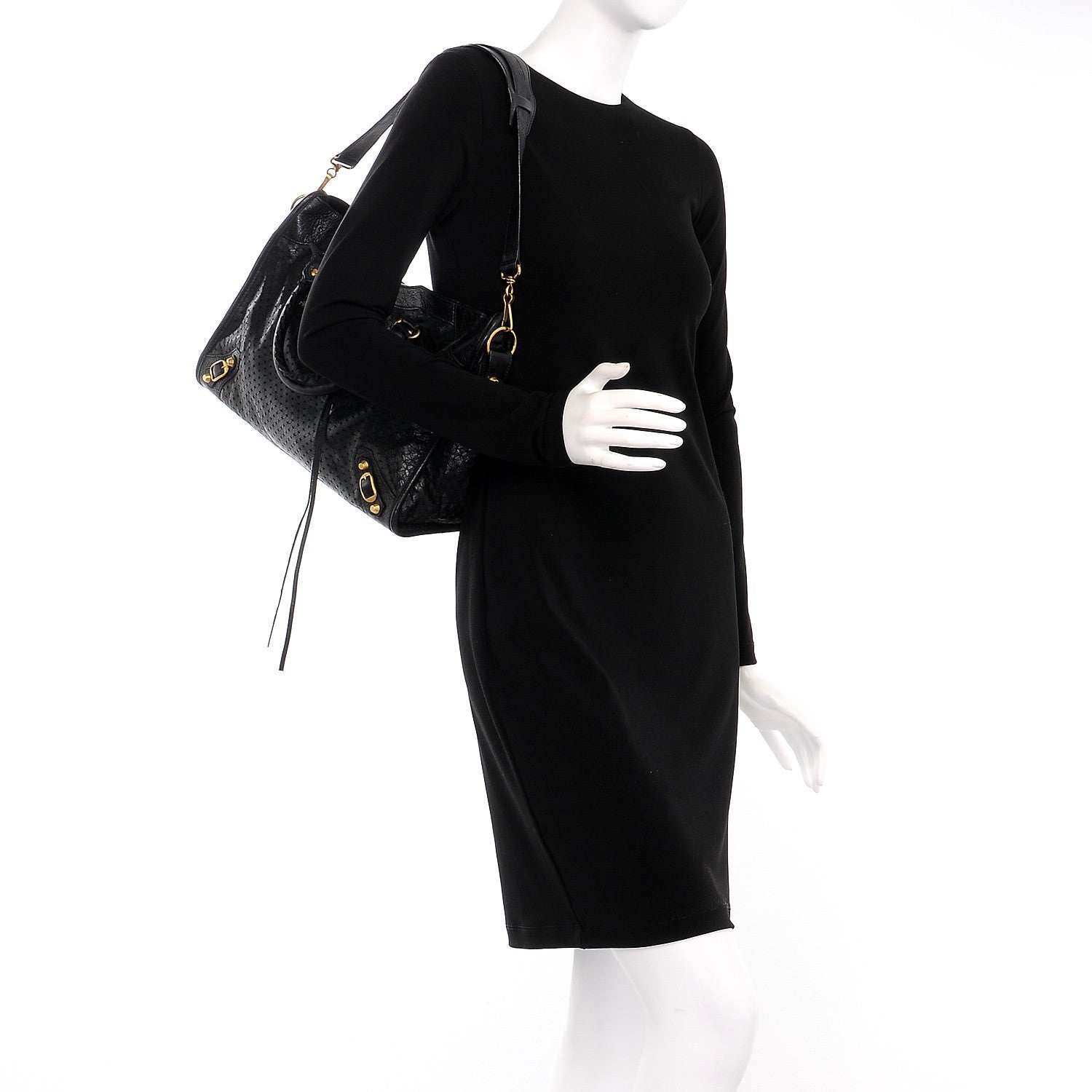 Balenciaga Agneau Laser Cut Cross Classic Gold Hardware City Black 2 of 7
