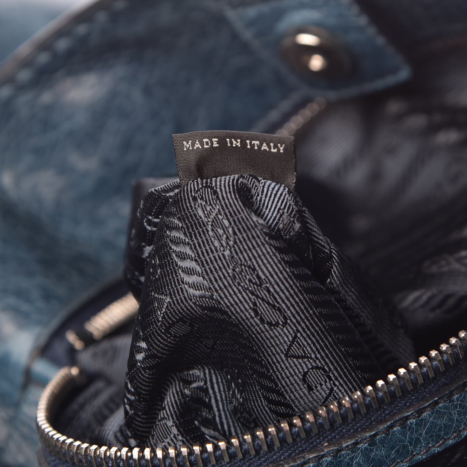 Prada Vitello Shine Tote Denim 7 of 11