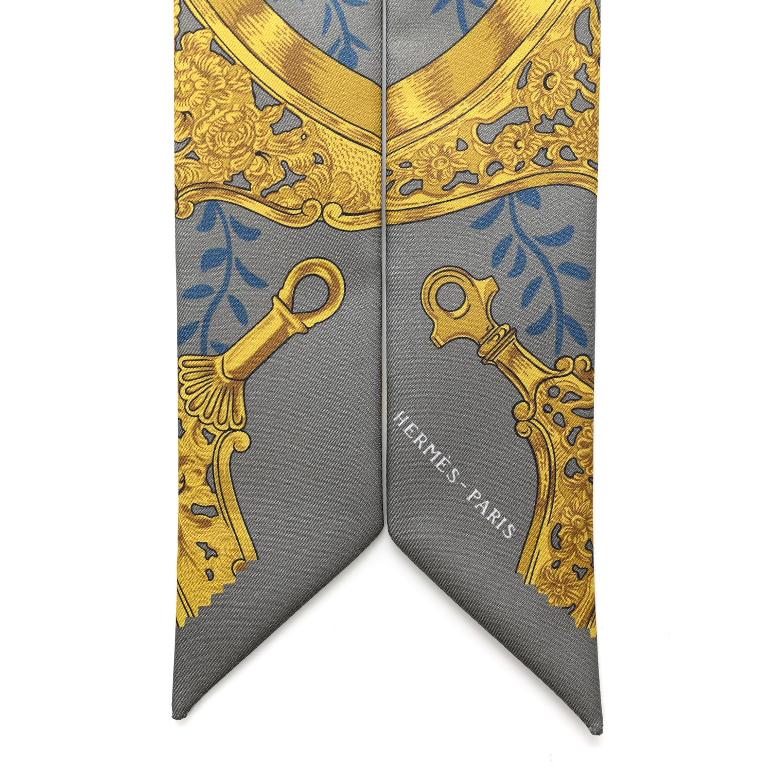 Hermes Silk Etriers Remix Twilly Vert De Gris Bleu Moyen 2 of 4