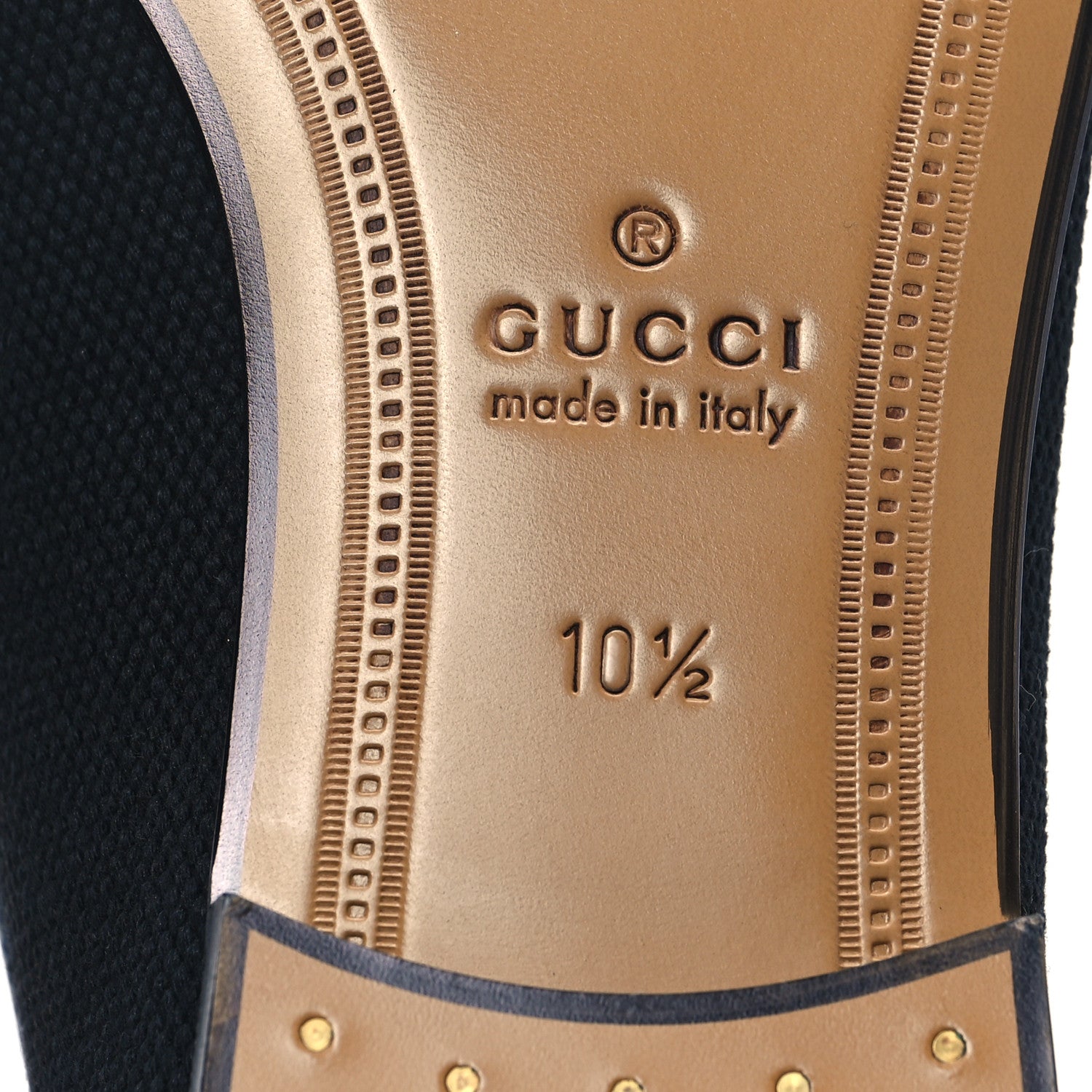 Gucci Canvas Horsebit Mens Jordaan Loafers 10.5 Black Blue Agata 6 of 9