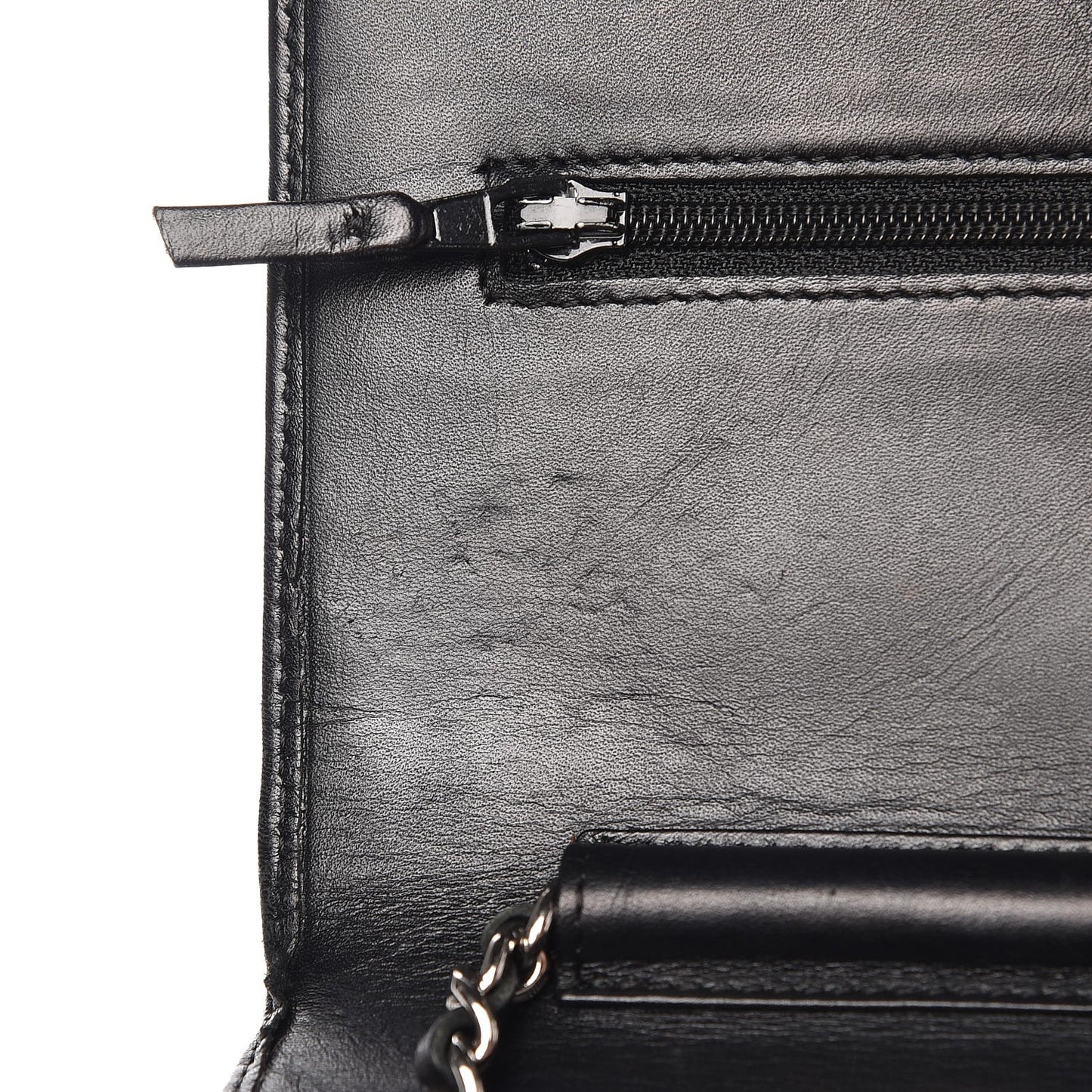 Calfskin Quilted Cambon Wallet On Chain WOC Black