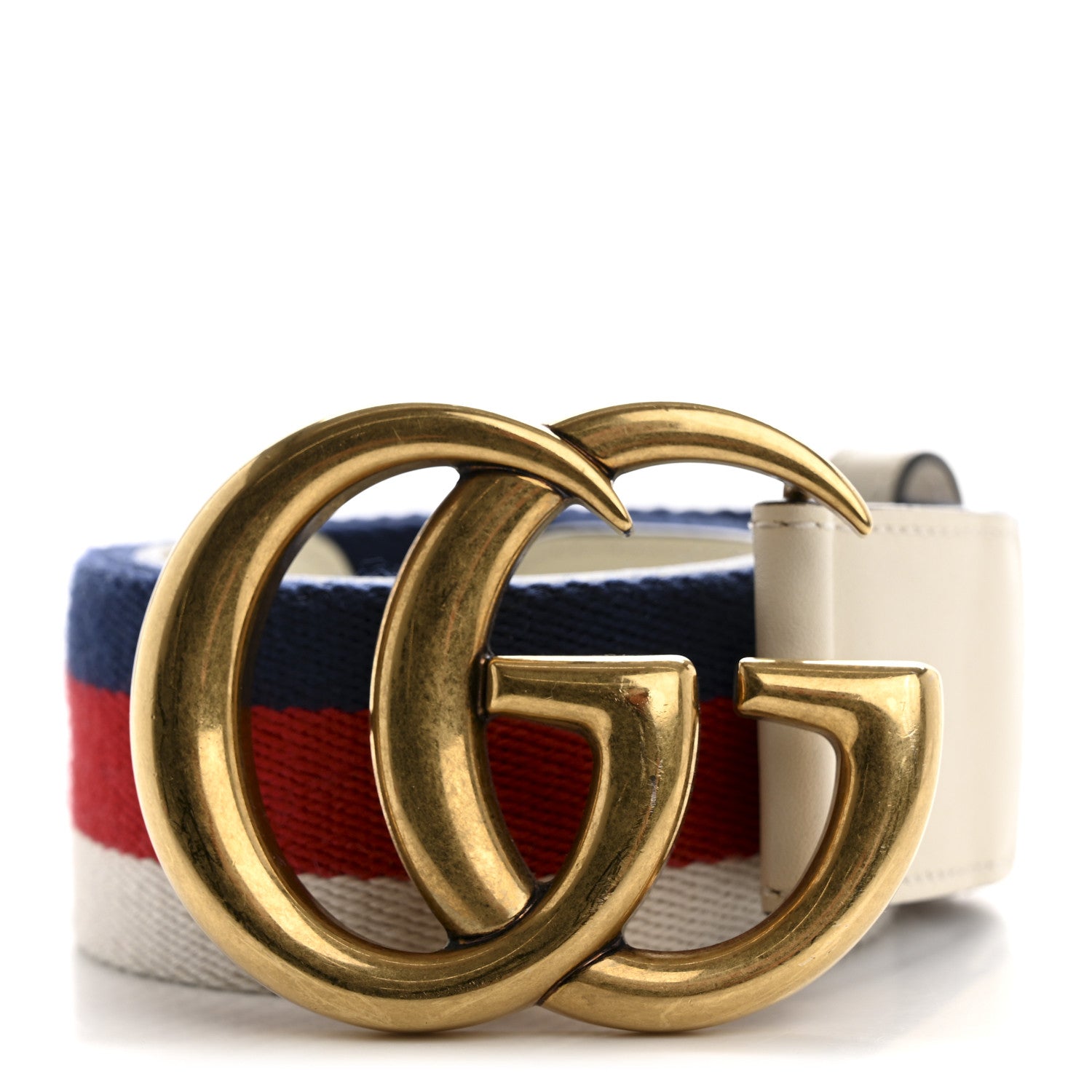 Gucci Nylon Calfskin Sylvie Web Double G 40mm Belt 85 34 Mystic White Hibiscus Red Maritime 6 of 8