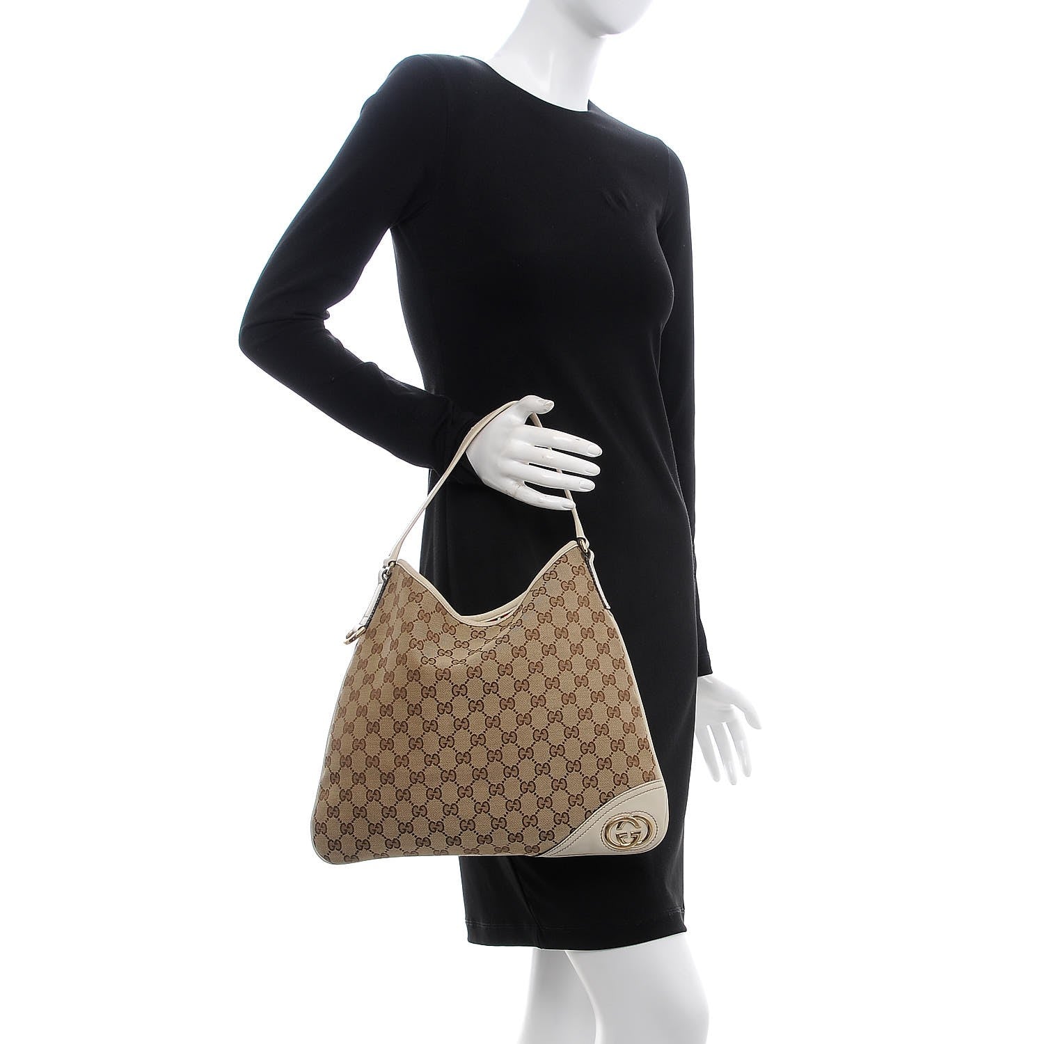 Gucci Monogram Medium New Britt Hobo Off White 2 of 7