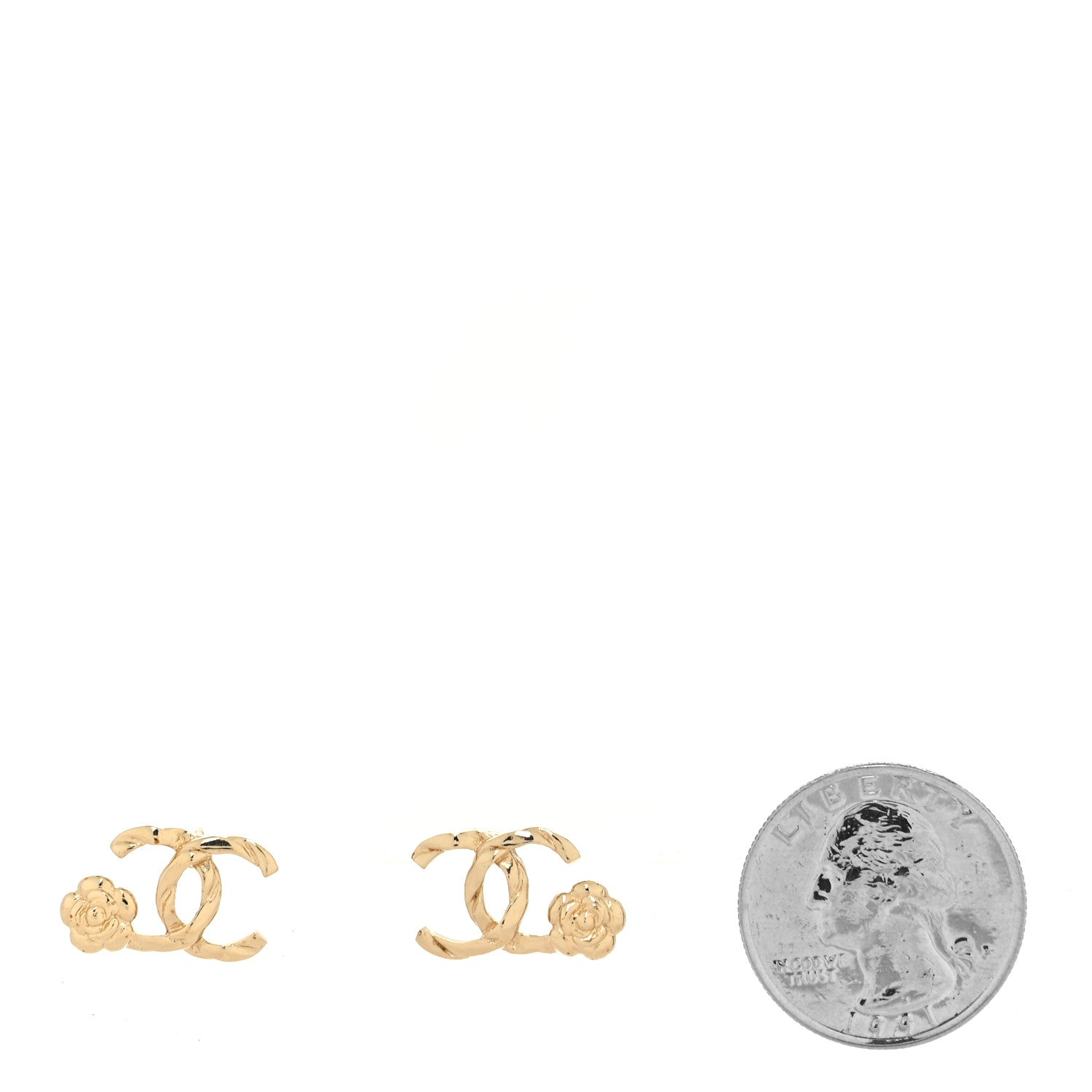Chanel Metal Camellia CC Earrings Gold 2 of 4