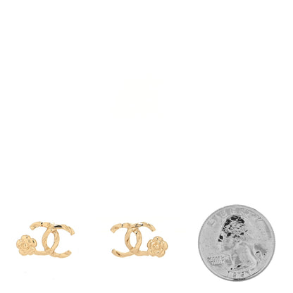 Chanel Metal Camellia CC Earrings Gold 2 of 4
