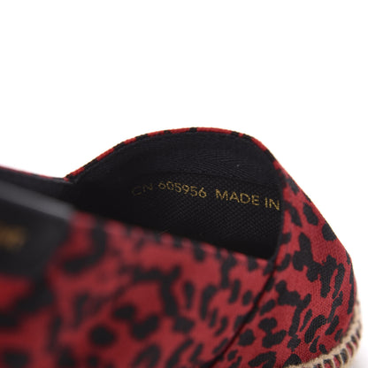Saint Laurent Canvas Leopard Print Espadrilles 37.5 Red Black 9 of 11