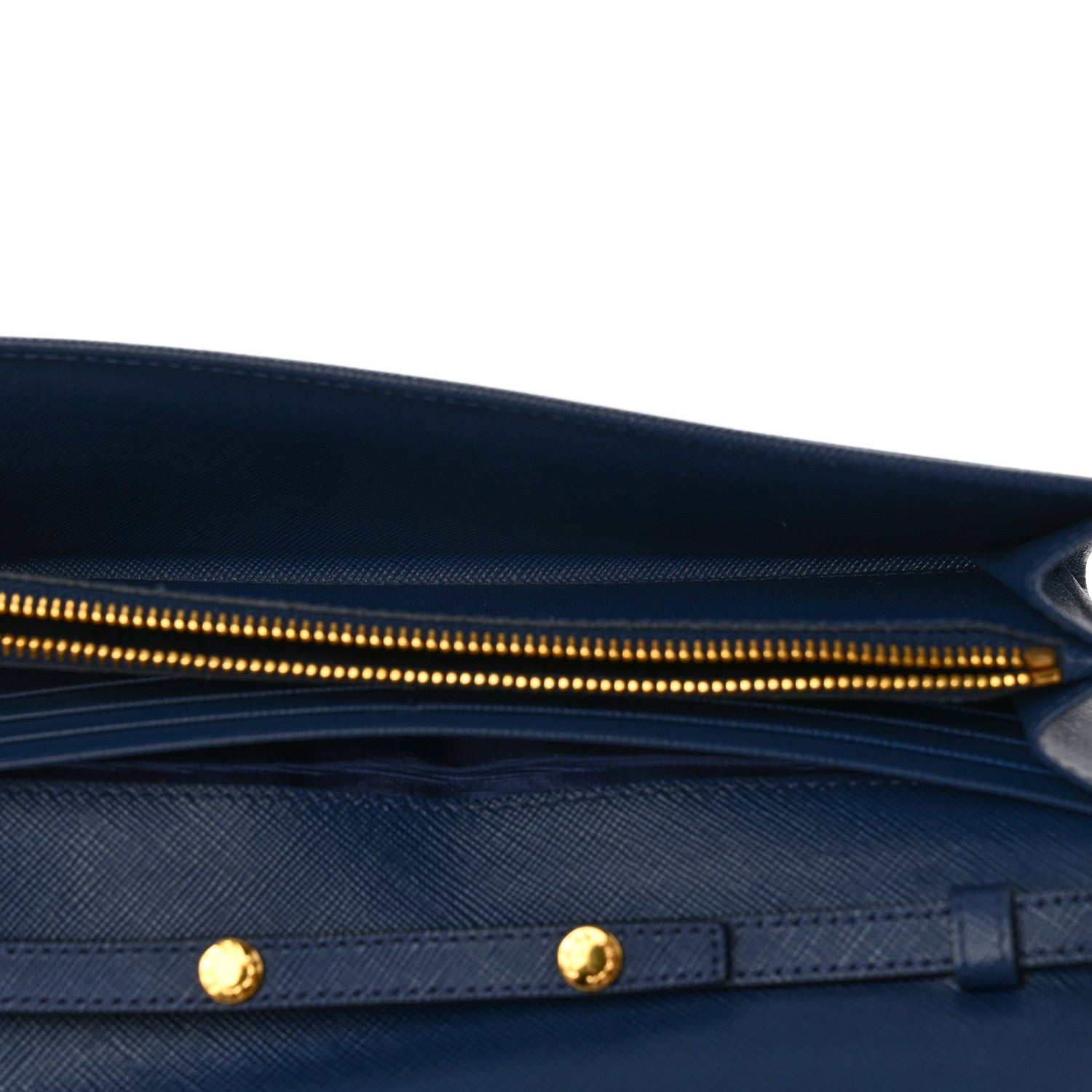 Prada Saffiano Metal Oro Chain Wallet Bleutte 5 of 7