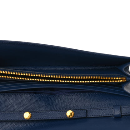 Prada Saffiano Metal Oro Chain Wallet Bleutte 5 of 7